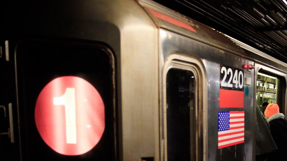 A 1 train at Times Square station, New York, the US - January 2015