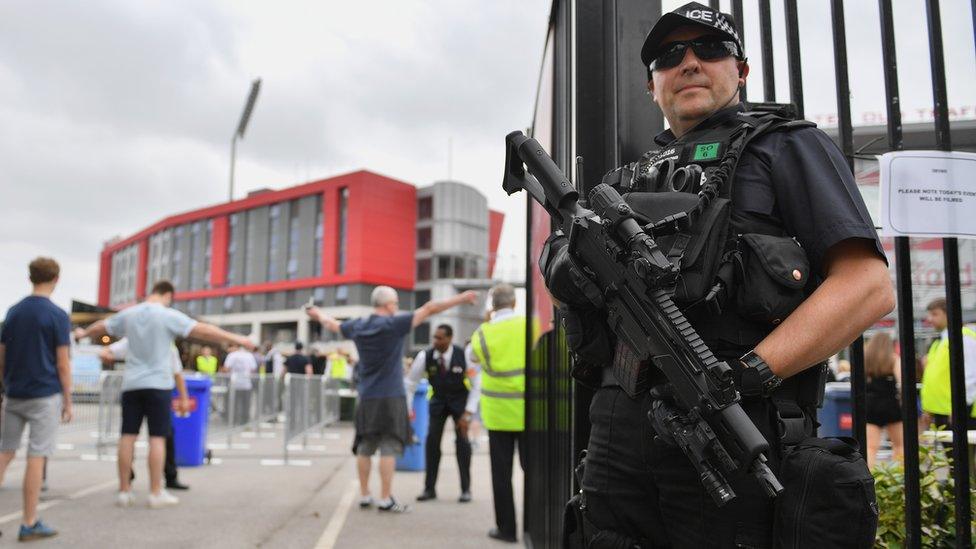 Armed police at Old Trafford