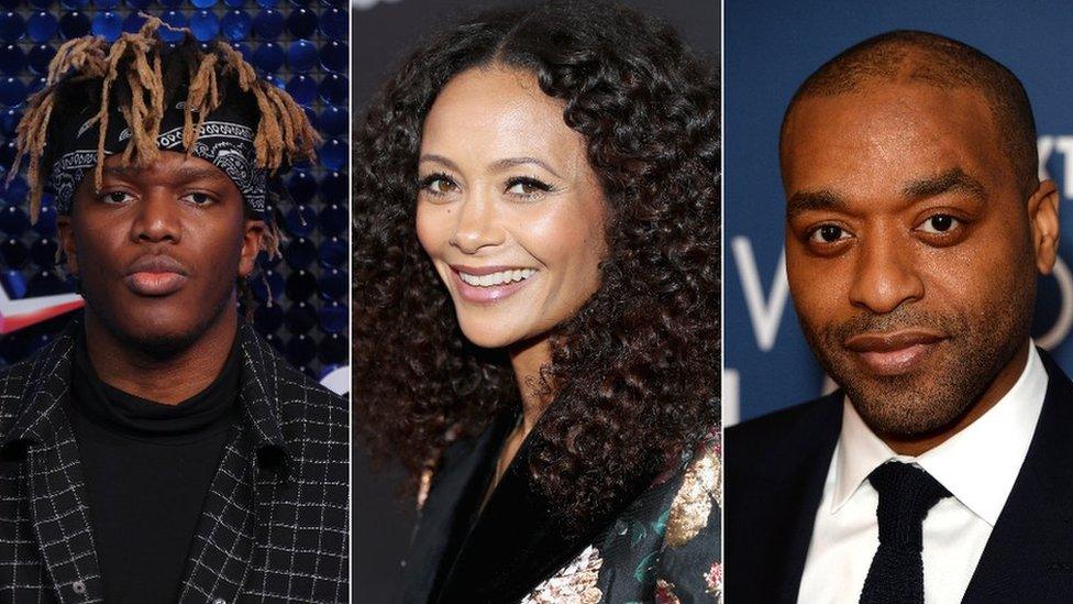 YouTuber KSI, actress Thandie Newton and actor Chiwetel Ejiofor