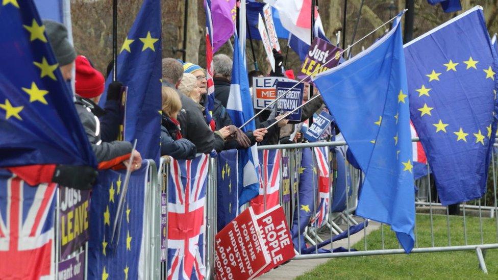 Protestors outside the house of commons