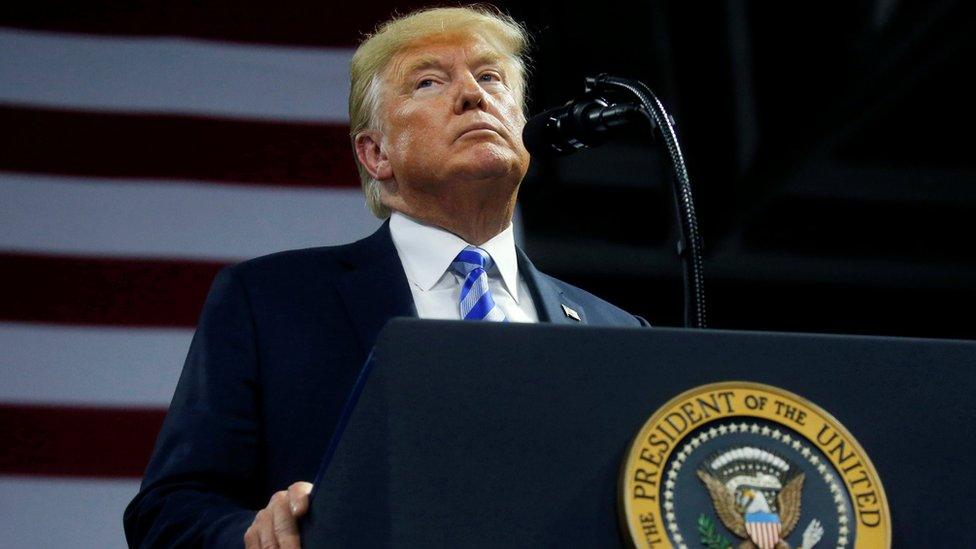 US President Donald Trump speaks at a Make America Great Again rally at the Civic Center in Charleston, West Virginia, 21 August 2018