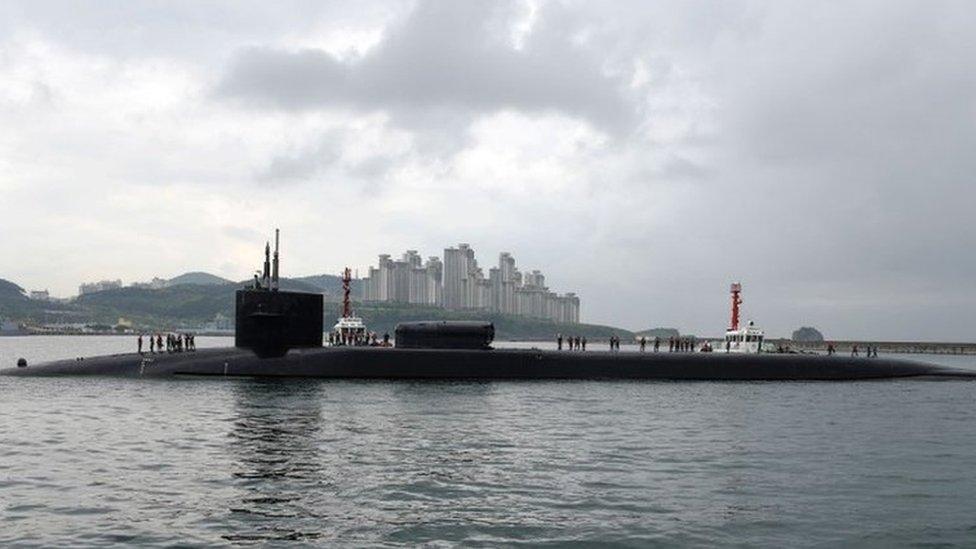 The US submarine USS Michigan stationed in South Korea