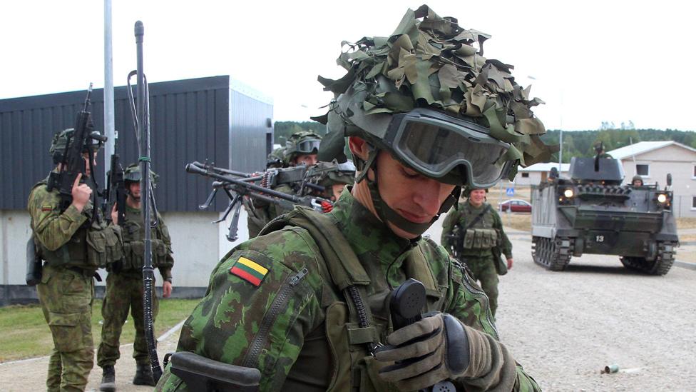 Lithuanian troops on exercises at Pabrade, Aug 2016