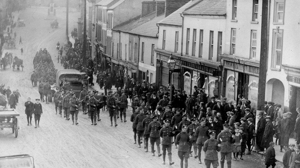 Canadian Lieutenant Lawrence Booth, whose plane collided with another near Omagh, was buried in the town with full military honours