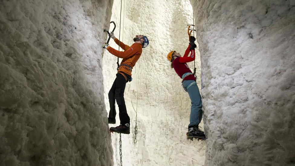 GB ice climbing team members at Ice Factor Kinlochleven