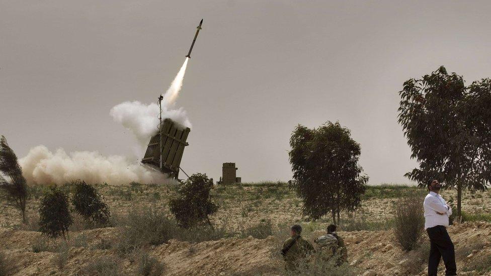 Israel launches Iron Dome interceptor missiles