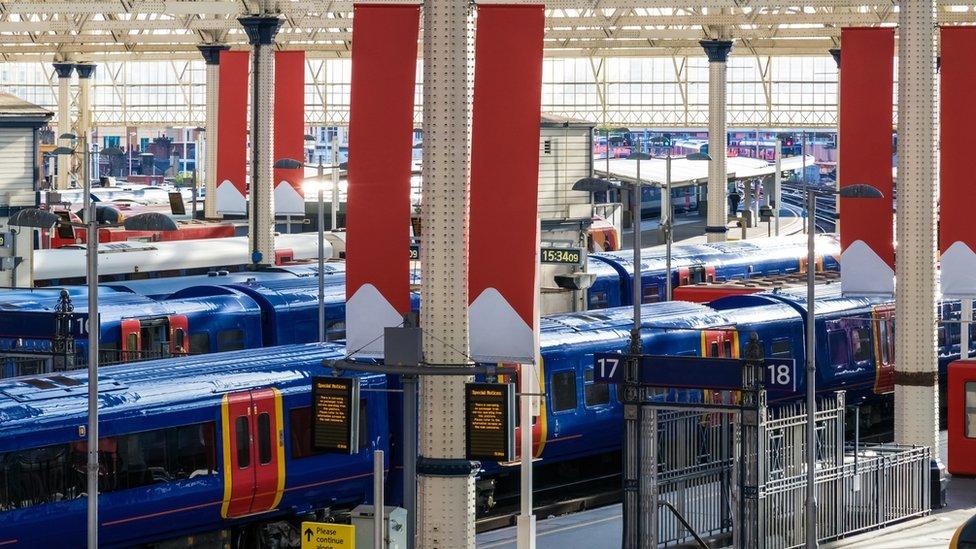 trains at big station