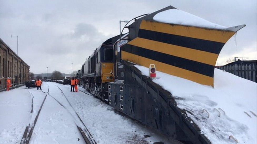 Railway snow plough