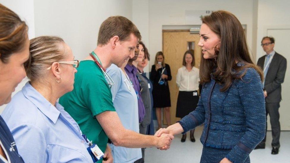 Duchess of Cambridge meeting hospital staff