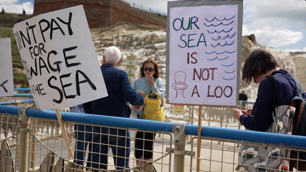 sewage protest in Seaford