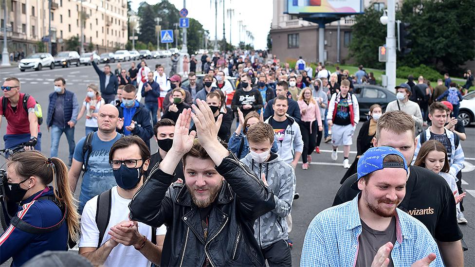 People marching