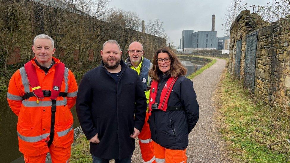 canal workers with Burnley MP Antony Higginbotham