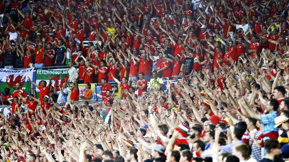 Fans supporting Wales