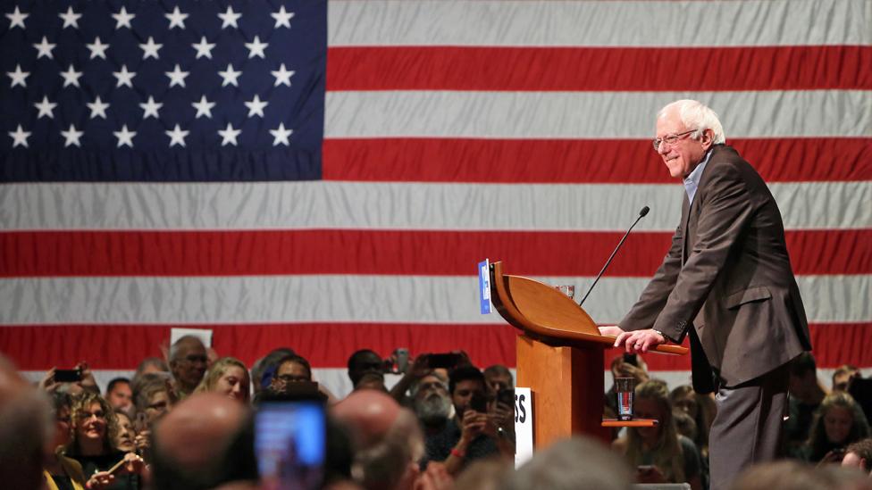 Bernie Sanders speaks at a Clinton campaign event in Madison, Wisconsin - 5 October 2016