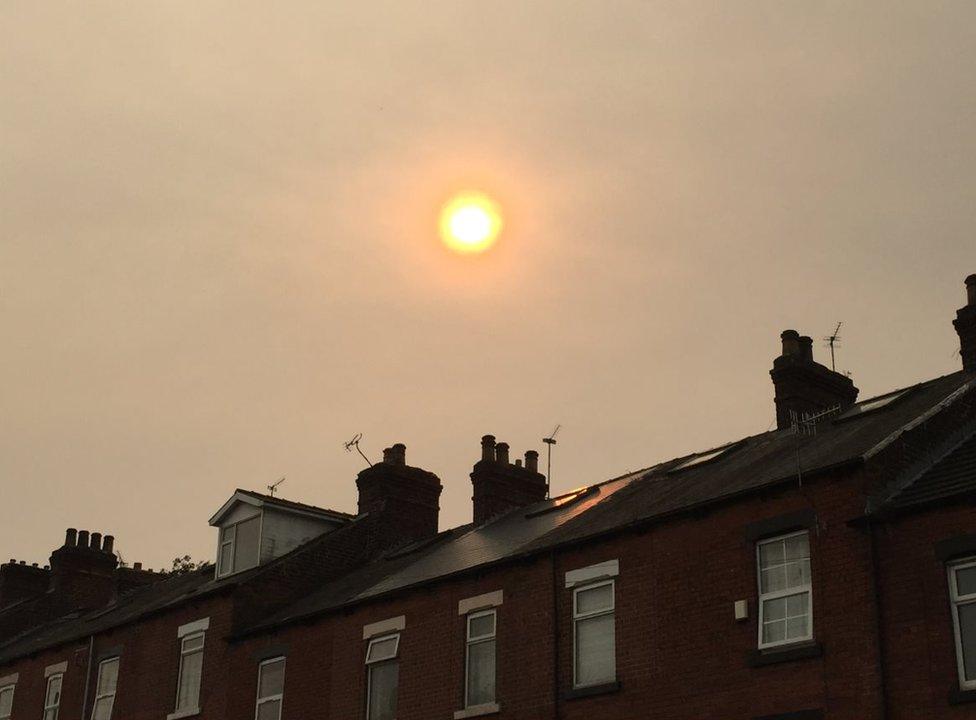 Sun in sky over Sheffield