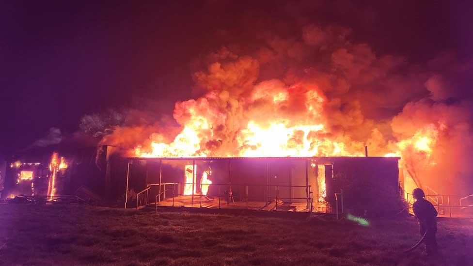 Fire at the former Emerald Park Football Club, Woodfarm Lane, Gorleston