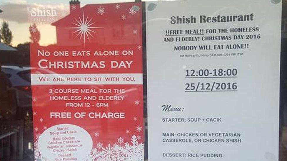 he signs placed in the window of Shish Restaurant