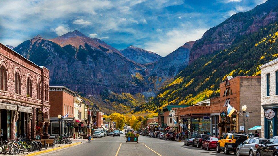 Telluride ym mynyddoedd y Rockies, Colorado