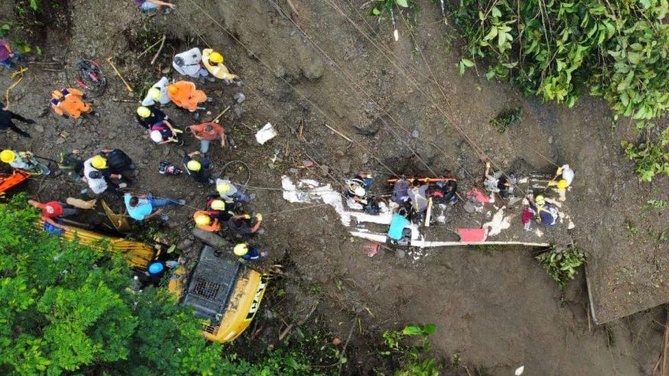 Aerial view of the landslide