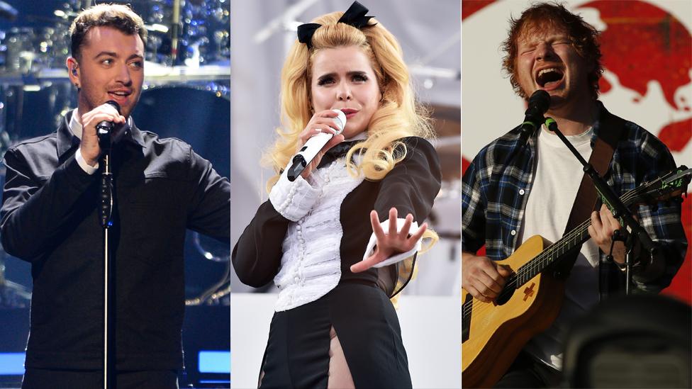 Sam Smith, Paloma Faith and Ed Sheeran