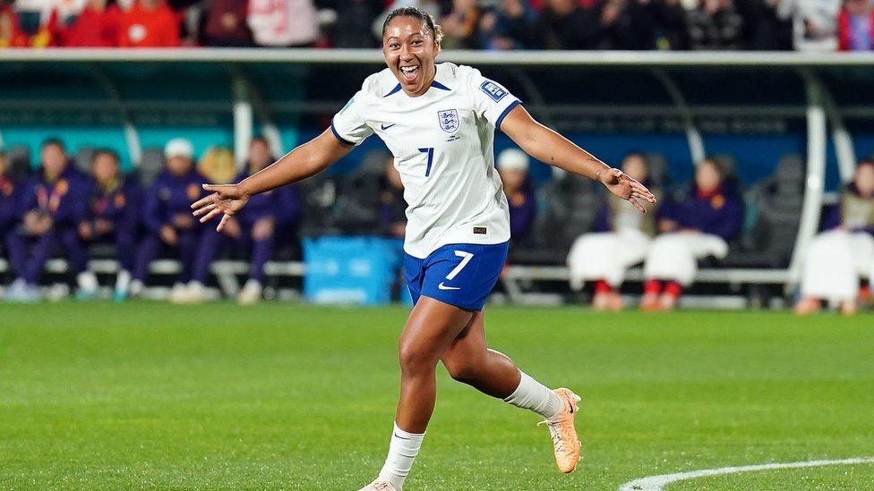 England's Lauren James celebrates scoring her side's third goal of the game during the FIFA Women's World Cup