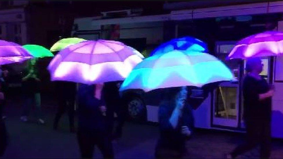 Volunteers performed as part of The Umbrella Project along Queen Street for Hull's ninth Freedom Festival