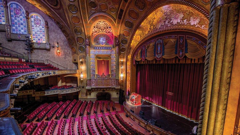 The ornate interior of the Alabama Theatre, in Birmingham, Alabama