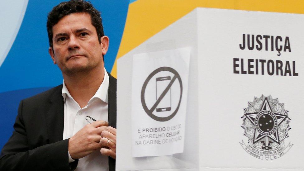 Brazilian federal Judge Sergio Moro, casts his vote in Curitiba, Brazil October 7, 2018