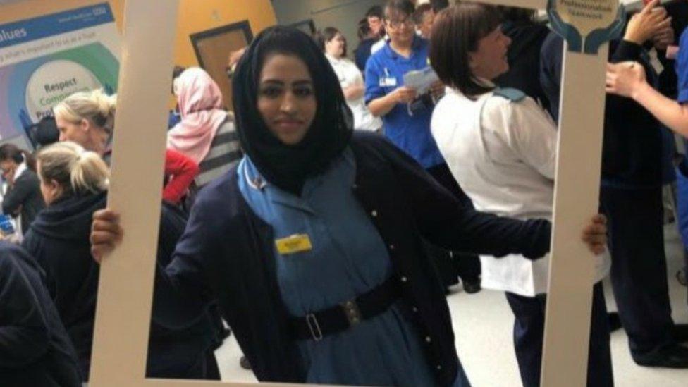 Areema Nasreen in her nursing uniform