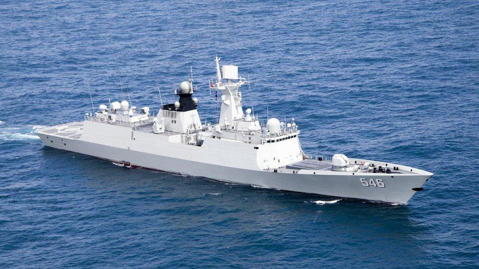 Chinese missile frigate, the Yancheng, sailing in a undisclosed location in undated photo