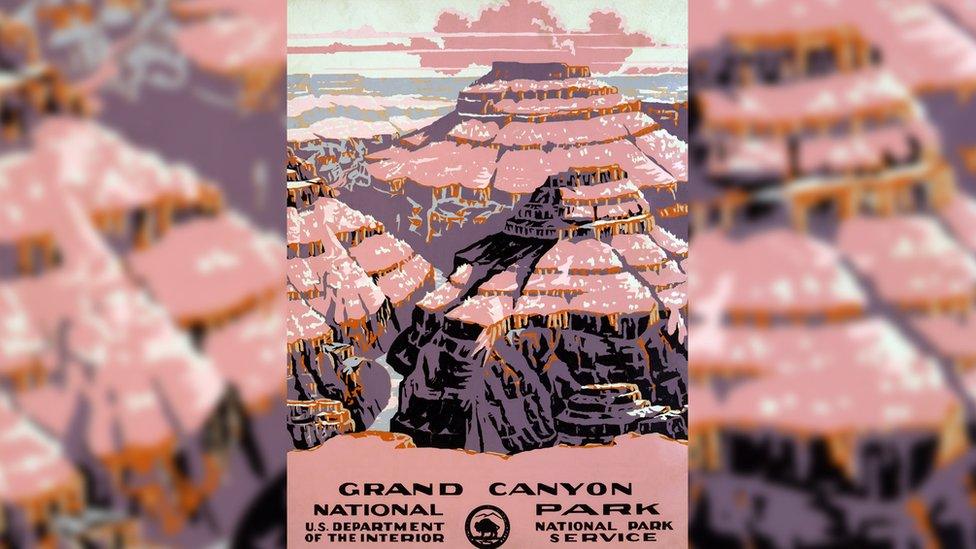 Travel poster to encourage tourists to visit the Grand Canyon, from 1939.