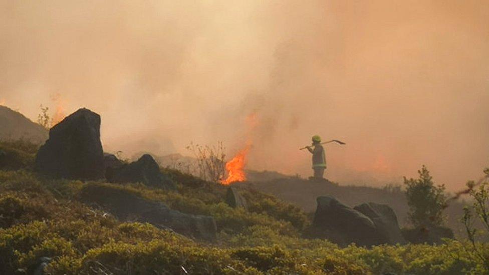 Firefighters on Ilkley Moor