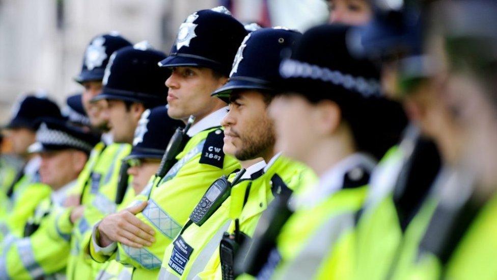 File image showing uniformed Met officers stood in a line for an initiative launch