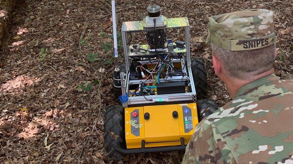 US Army autonomous vehicle being trained