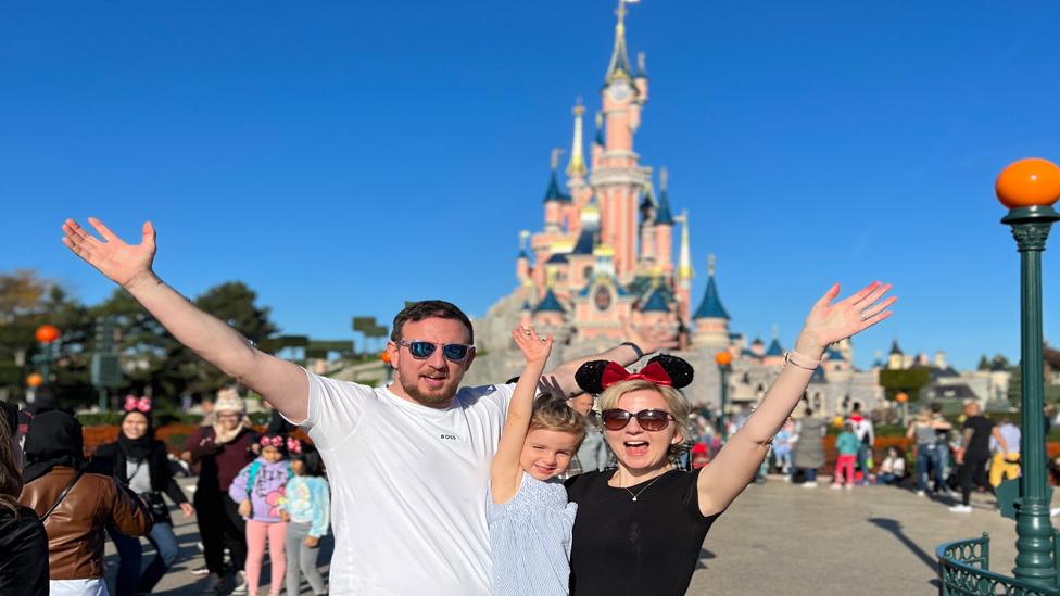 Joe, Victoria and Isla Rose at Disneyland