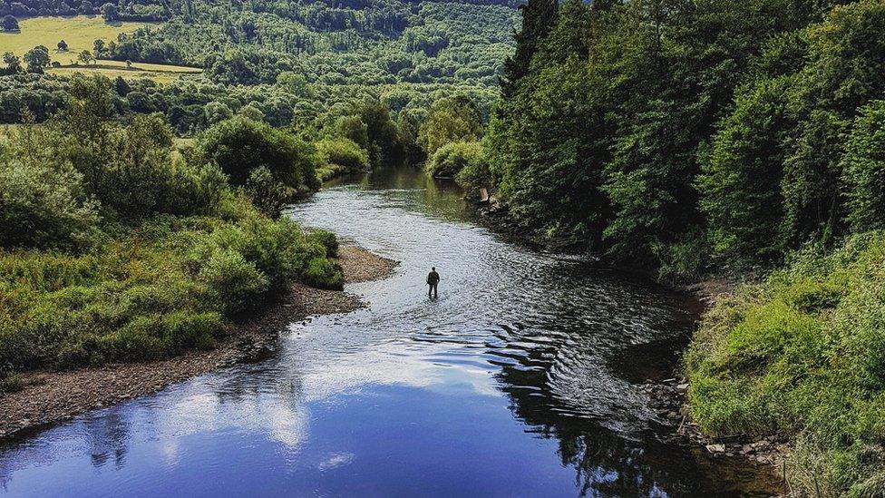 Fisherman in the River Usk