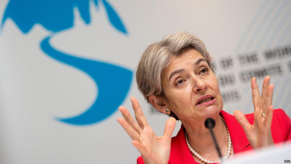 Irena Bokova at a meeting of the Unesco World Heritage Committee in Bonn, Germany (29 June 2015)