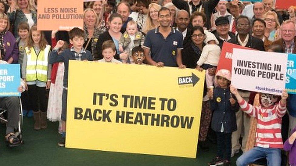 People at Heathrow rally