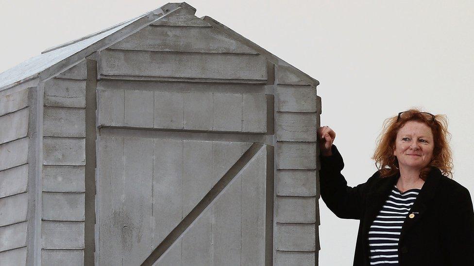 Rachel Whiteread with one of her sculptures