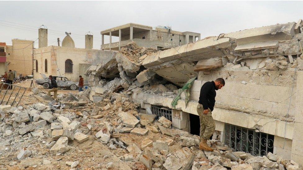 Site of attack in Jineh village, Aleppo province