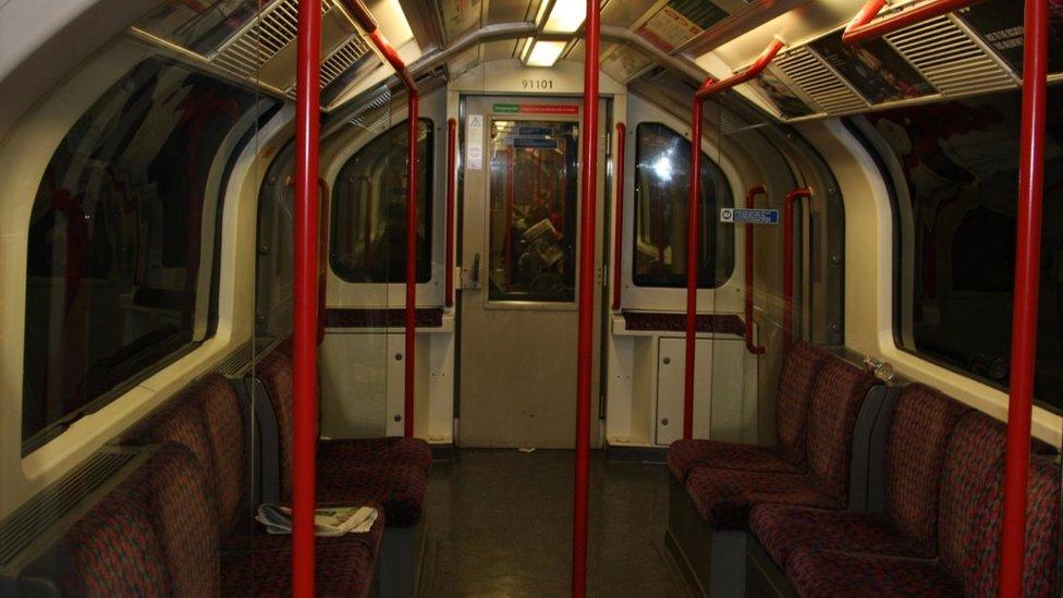 Inside a Central line train