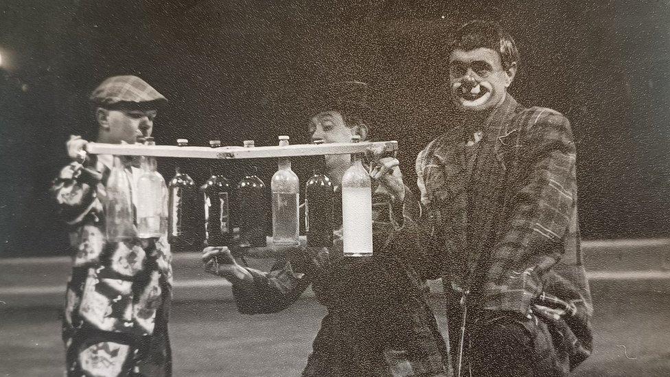 Len "Spider" Austin with the booze-a-phone in the 1950s