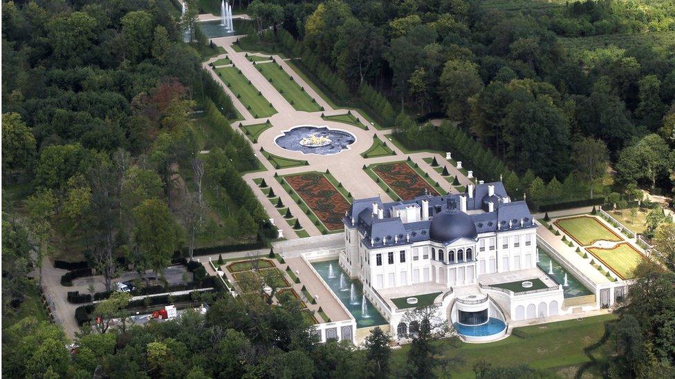 An aerial view of a luxurious private house in Louveciennes, near Paris, on 14 July 2011.