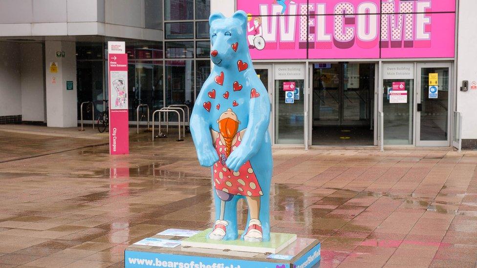 Bear Statue in front of a shopping centre