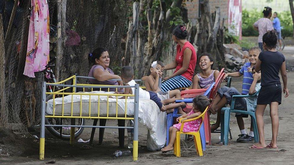 Nicaraguan family evacuated from their home during an earthquake in Spetember 2016