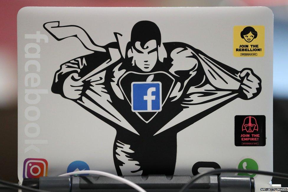 A laptop at Facebook HQ London