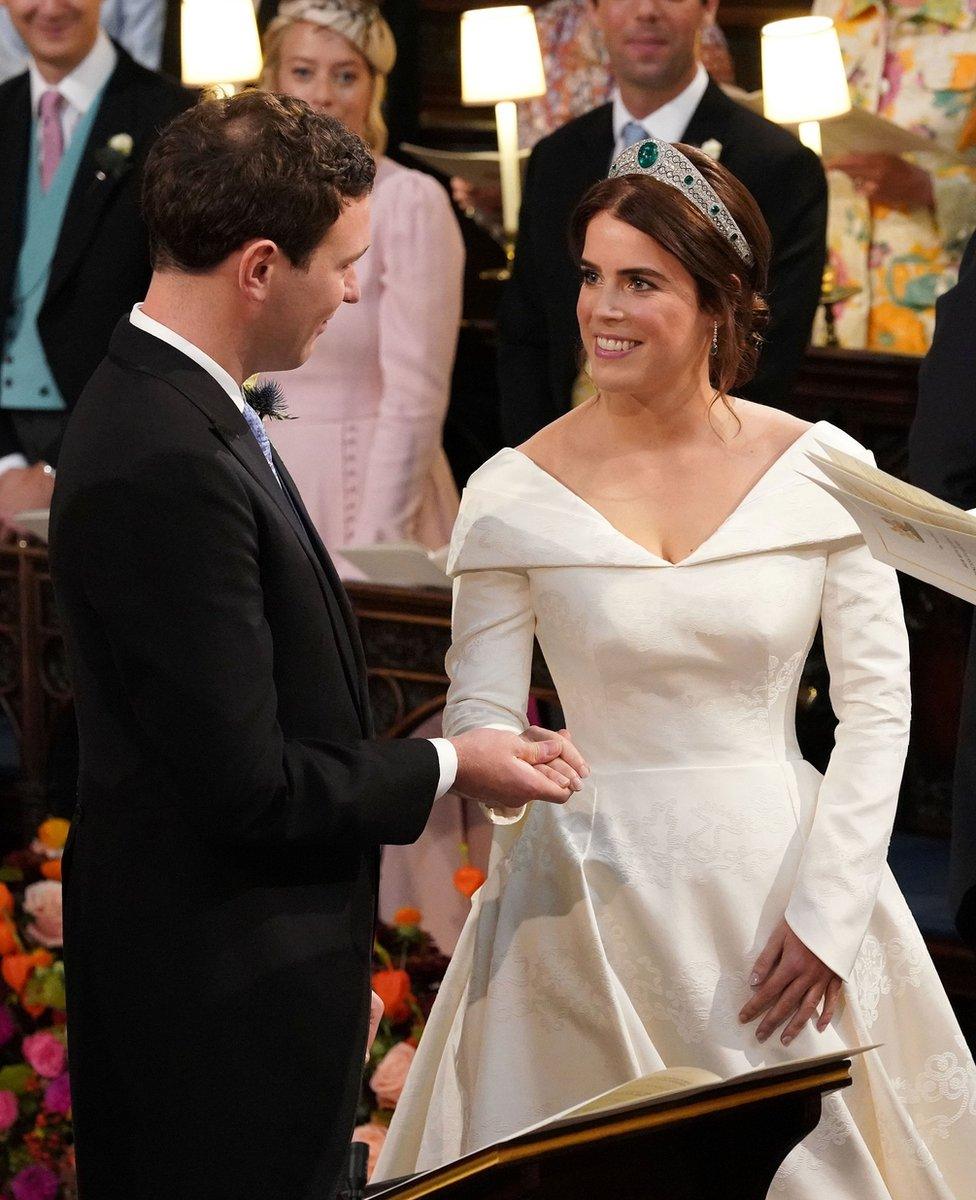 Princess Eugenie wedding in pictures Splendid hats and gusts of wind BBC News