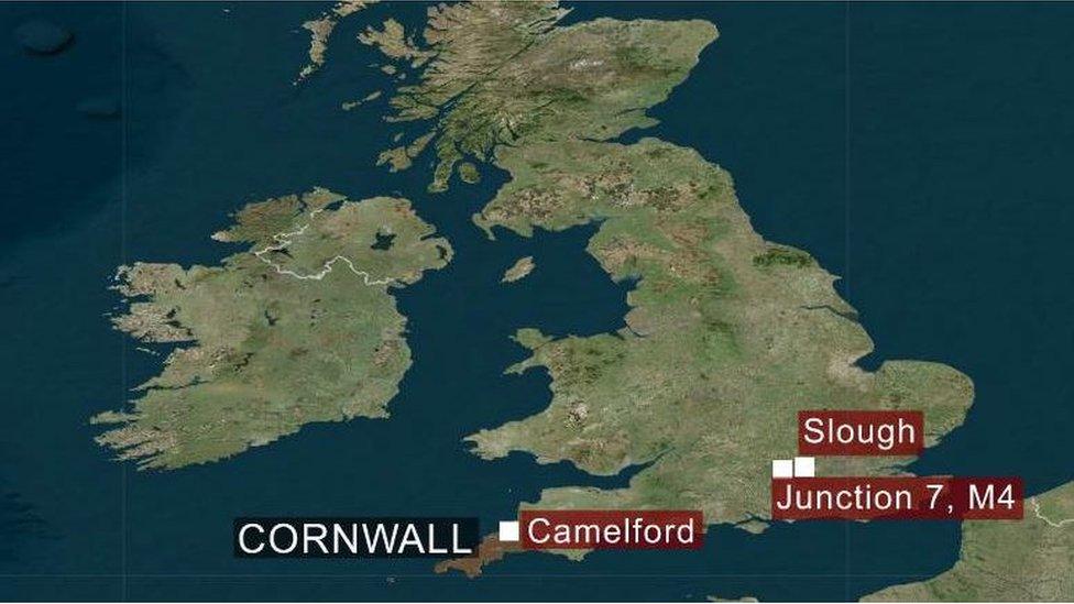 The car stolen from a police station in Cornwall was stopped at junction 7 on the M4