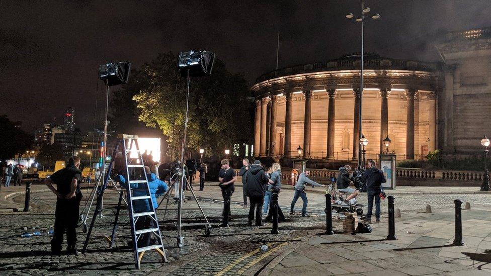 Filming on William Brown Street