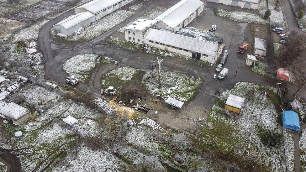 Aerial shot of missile crater